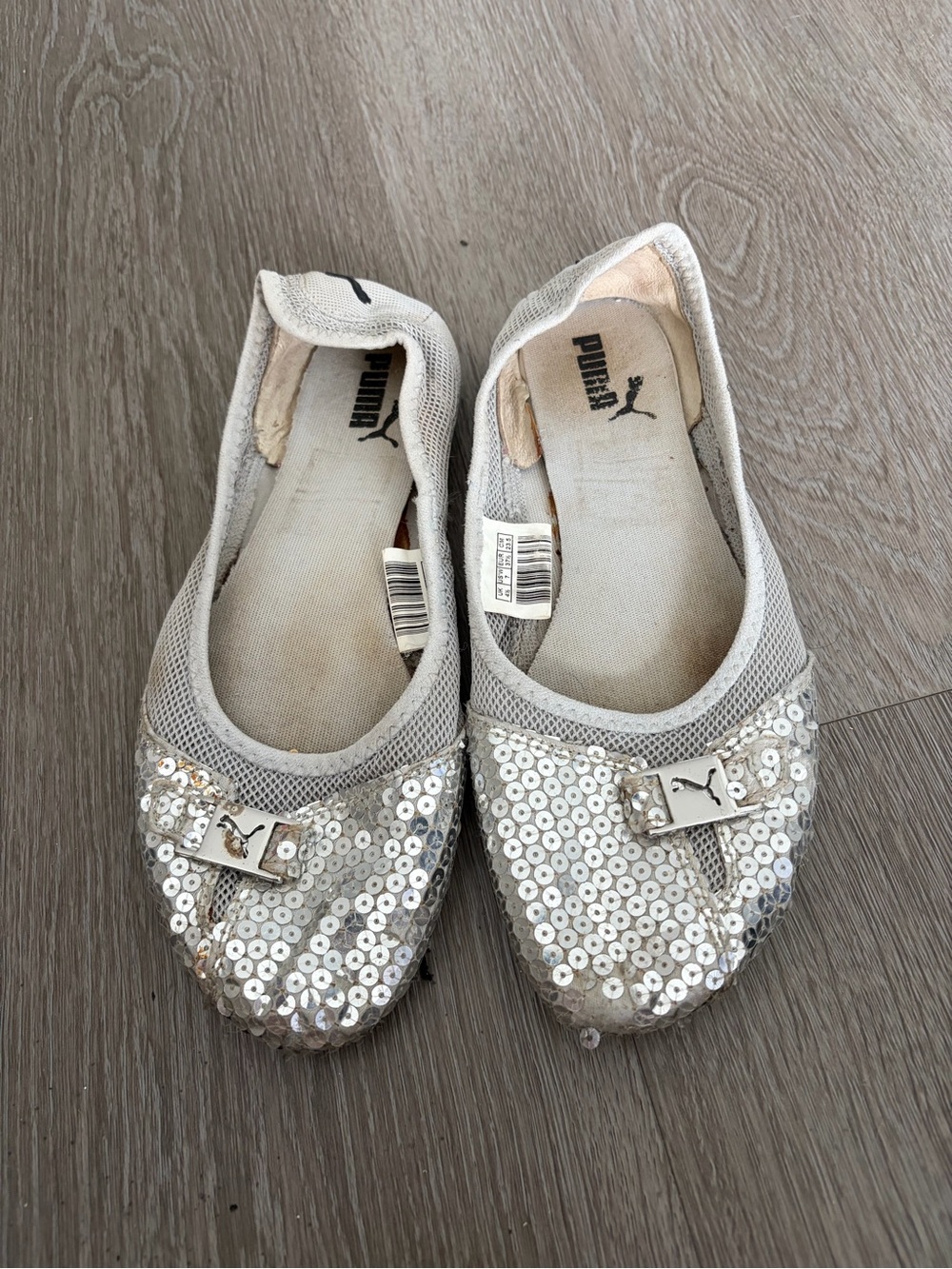 Vintage Y2K Puma‎ Silver Sequin Ballet Flats
